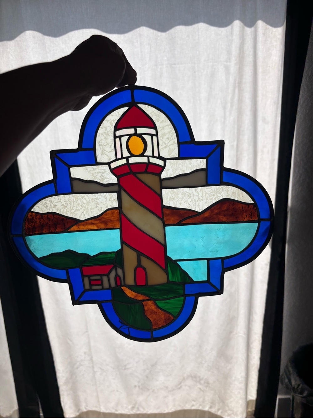 Handmade Lighthouse Stained Glass Wall Art